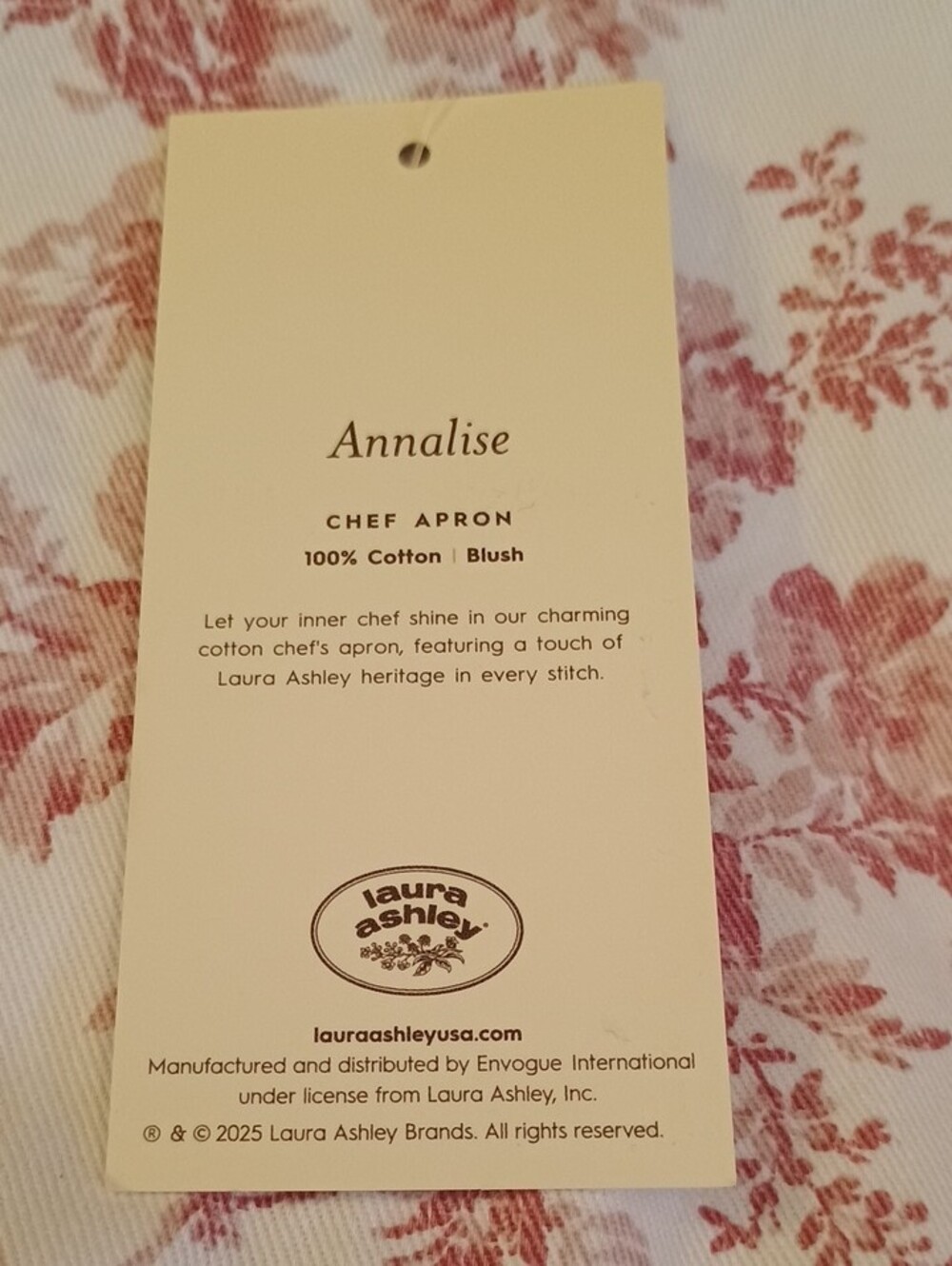 NWOT Laura Ashley Pink Floral "Annalise" Chef Apron - Picture 6 of 8